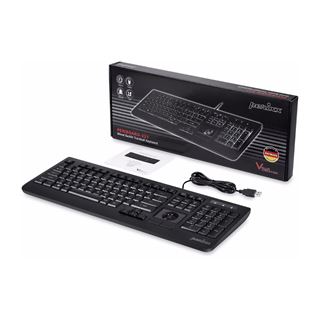 Perixx PERIBOARD-321 DE, Rückbeleuchtete Tastatur, Trackball,
