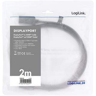 (&euro;6,45*/1m) 2.00m LogiLink Displayport 1.2 Adapterkabel