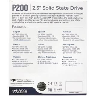 256GB Patriot P200 2.5" (6.4cm) SATA 6Gb/s 3D-NAND TLC