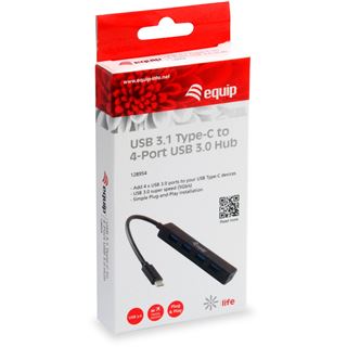 Equip USB-Hub USB3.1-C zu USB3.0, 4Port, schwarz