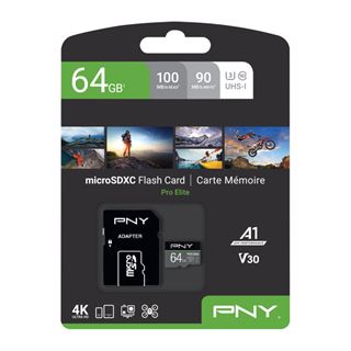 64GB PNY Micro SD Card PRO ELITE Class 10 XC UHS I U3 A1 V30 SD