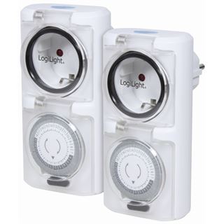 LogiLink Mechanische Zeitschaltuhr 2er Set IP44 weiß