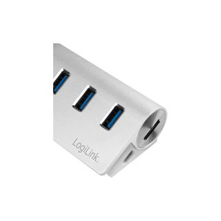 LogiLink USB HUB 3.0, 3-Port, mit Kartenleser, ALU, silber