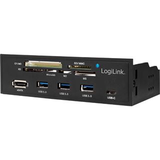 LogiLink USB HUB 3.0 mit 6-fach Kartenleser, schwarz