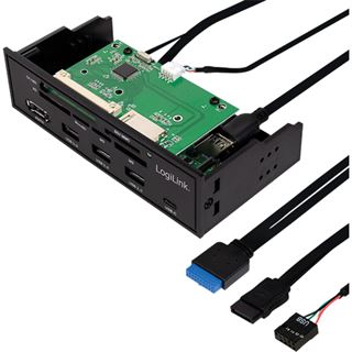 LogiLink USB HUB 3.0 mit 6-fach Kartenleser, schwarz