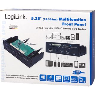 LogiLink USB HUB 3.0 mit 6-fach Kartenleser, schwarz