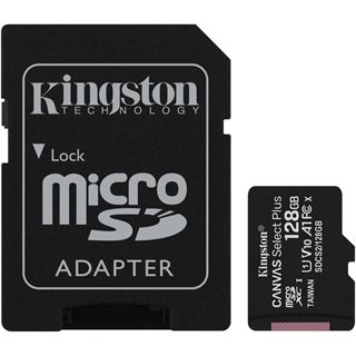 128 GB Kingston Canvas Select Plus R100 microSDXC + SD Adapter Class