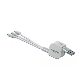 Delock USB 3 in 1 Aufrollladekabel für 8 Pin / Micro USB / USB
