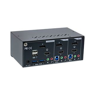 InLine KVM Desktop Switch, 2-fach, Dual Monitor, Displayport + HDMI,