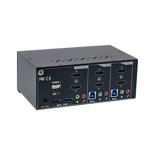 InLine KVM Desktop Switch, 2-fach, Dual Monitor, HDMI, 4K, USB 3.0,