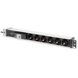 Digitus 6-fach Steckdosenleiste 19" Alu.,1HE,Schutzschalter