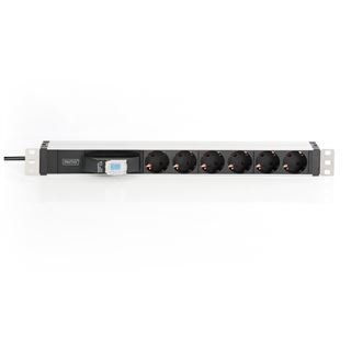 Digitus 6-fach Steckdosenleiste 19" Alu.,1HE,Schutzschalter