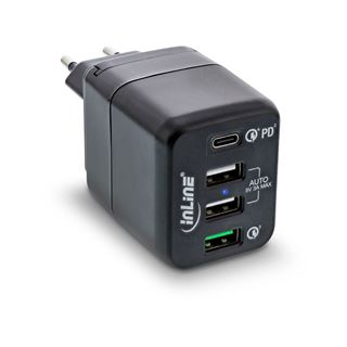 InLine USB Netzteil, 4-port Ladegerät, USB-C PD+QC4 / QC3, 45W,