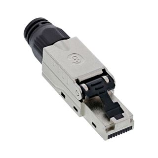 InLine Adapter RJ45 Stecker Schwarz geschirmt / Knickschutzelement /