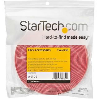 Startech 7,6m Klettkabelbinder - Rolle - Wiederverwendbar, rot