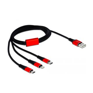 (€10,90*/1m) 1.00m Delock USB Ladekabel 3in1 USB A Stecker auf