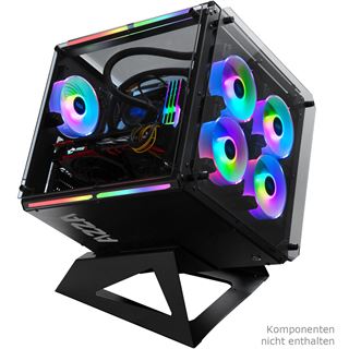 Azza Cube 802F mit Sichtfenster Wuerfel ohne Netzteil schwarz