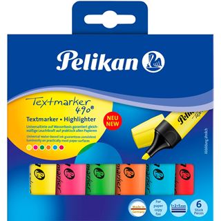 Pelikan Textmarker 490, 6er Etui, farbig sortiert