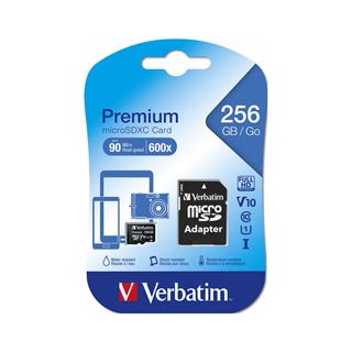 256GB Verbatim microSDXC Card Premium, Class 10, U1 (R) 90MB/s, (W)