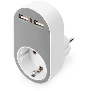 Digitus Universal Steckdosenadapter mit 2 x USB-A
