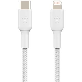 2.00m Belkin Lightning/USB-C Kabel ummantelt mfi weiss