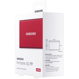 500GB Samsung Portable SSD T7 Metallic Red