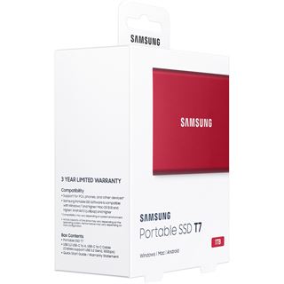 1TB Samsung Portable SSD USB-C 3.1 T7 rot metallic