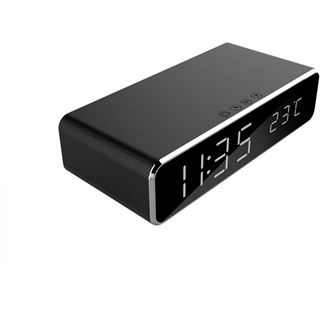 Gembird Digitaler Wecker mit kabelloser Ladefunktion schwarz