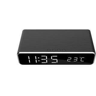Gembird Digitaler Wecker mit kabelloser Ladefunktion schwarz