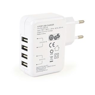 Gembird Universal USB-Ladegerät 4-Port 3.1 A 15W weiss