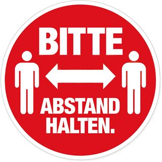 Herma Hinweisetiketten Abstand rot/weiss Text/Pict. 5St.