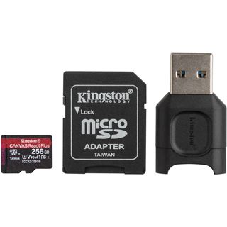 256GB Kingston Canvas React Plus microSDXC SDCR2 w/Adapter + MLPM