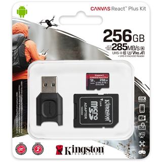 256GB Kingston Canvas React Plus microSDXC SDCR2 w/Adapter + MLPM
