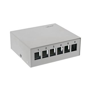 InLine Patchfeld-Dose Aufputz f&uuml;r 6x Keystone RJ45, Metall,