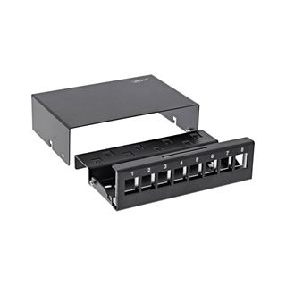 InLine Patchfeld-Dose Aufputz f&uuml;r 8x Keystone RJ45, Metall,