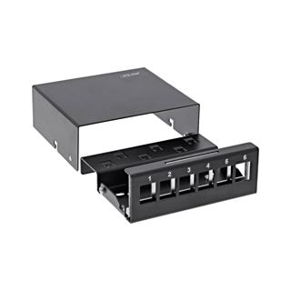 InLine Patchfeld-Dose Aufputz für 6x Keystone RJ45, Metall,