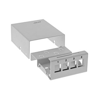 InLine Patchfeld-Dose Aufputz f&uuml;r 4x Keystone RJ45, Metall,