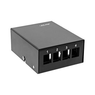 InLine Patchfeld-Dose Aufputz f&uuml;r 4x Keystone RJ45, Metall,