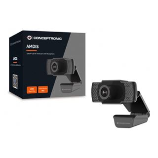 Conceptronic Webcam AMDIS 1080P Full HD Webcam+Microphone schwarz