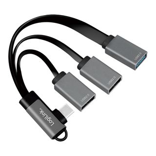 LogiLink USB HUB 3-Port,2xUSB2.0AF + 1xUSB3.0AF,gewink.Steck