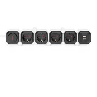 DIGITUS Assmann Flexible Steckdosenleiste 4x Schutzkontakt 16A 2xUSB-A