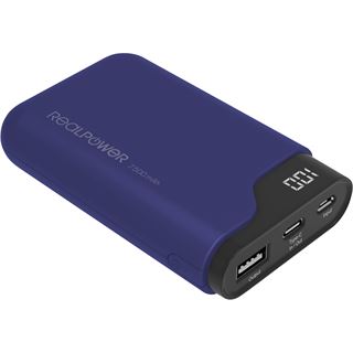 7.500 mAh Realpower Powerbank Type C 7500 blau