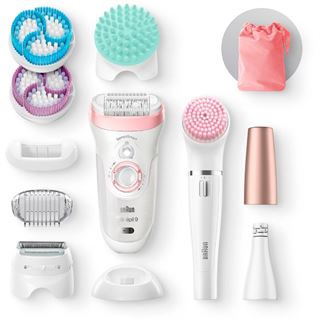 Braun Silk-&eacute;pil Beauty-Set 9 9-985 Epilierer Set Weiss/Rosa