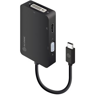 Alogic Adapter 3-in-1 USB-C to HDMI DVI VGA M/3F schwarz