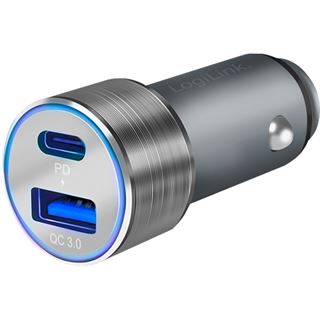 LogiLink Logilink USB Kfz Ladeadapter 2Port 1xUSB-C PD,1xUSB-A QC,36W
