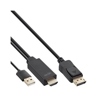 1.50m InLine HDMI zu DisplayPort Konverter Kabel, 4K, schwarz/gold