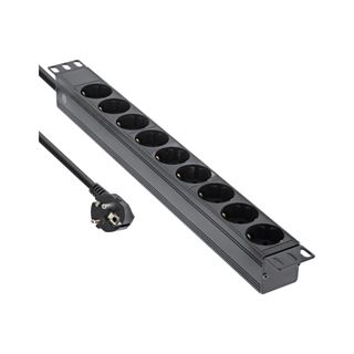 2.00m InLine 19" Steckdosenleiste, 9-fach Schutzkontakt, ohne