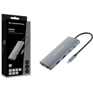 Conceptronic Adapter-HUB USB-C->HDMI/USB-C/3.0/SD/TF/RJ45 gr