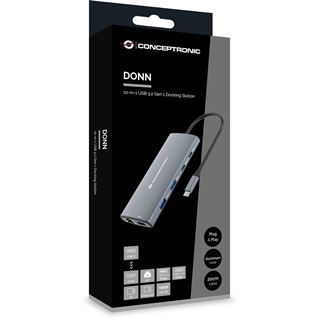 Conceptronic Adapter-HUB USB-C->HDMI/USB-C/3.0/SD/TF/RJ45 gr