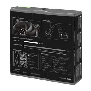 Arctic BioniX F120 PWM PST 120x120x27mm 200-1800 U/min 24.4 dB(A)